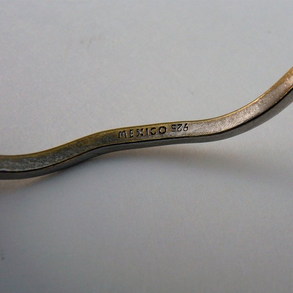 🔴 4 silver tone stacking bangles, wavy, Mexico - Picture 4 of 4